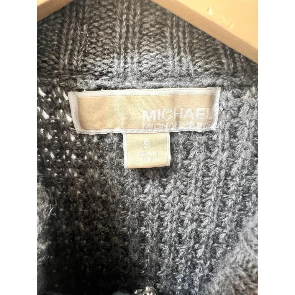 MICHAEL Michael Kors Womens Cardigan Size S Grey Waffle Knit Toggle Layering - Picture 3 of 6